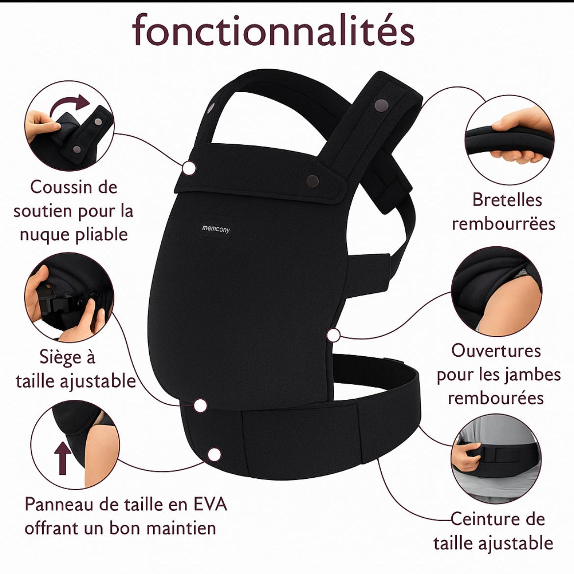 Porte bébé Momcozy Ergonomique 3 mois a 20kg
