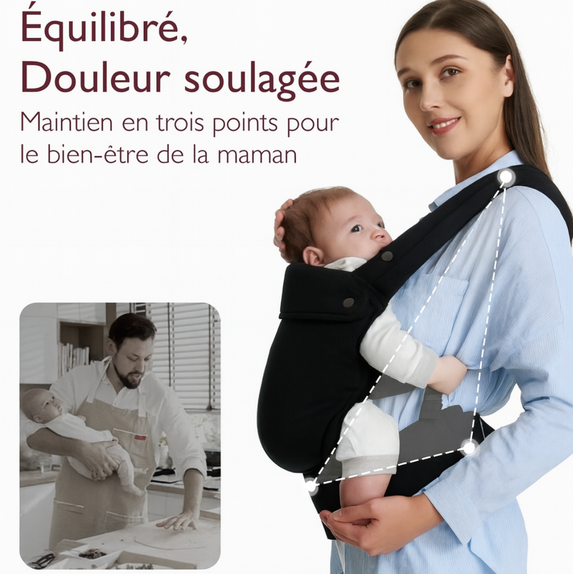 Porte bébé Momcozy Ergonomique 3 mois a 20kg