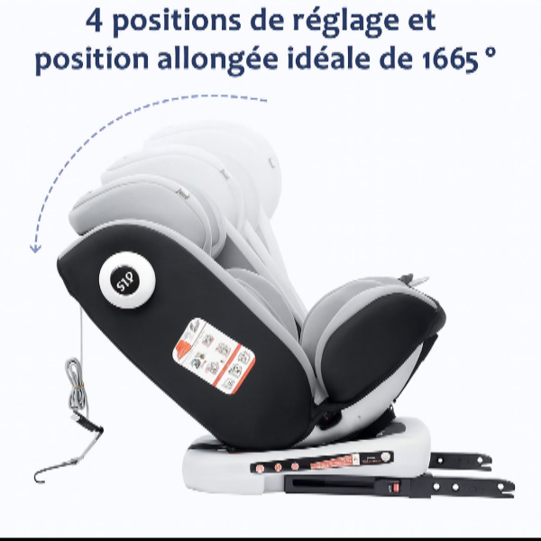 Siége auto évolutif 360° 0 à 12 ans ceinture de sécurité 5 points
